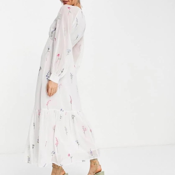 NWT ASOS DESIGN White Button Front Embroidered Maxi Dress - Picture 2 of 7